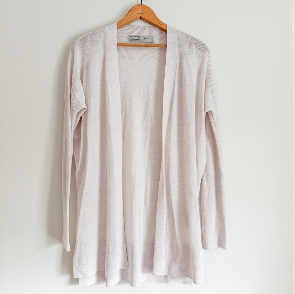 All Saints Cardigan Sweater Coastal Minimalist Capsule Cream Merino Wool Basic